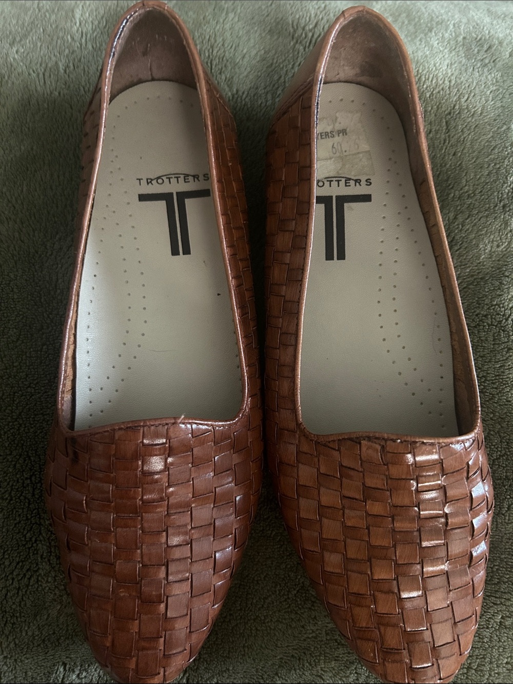Trotters Women's Woven Leather Flats - Cognac Brown